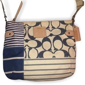 Coach DAISY PATCHWORK FILE BAG (COACH F23929 blue white patchwork print